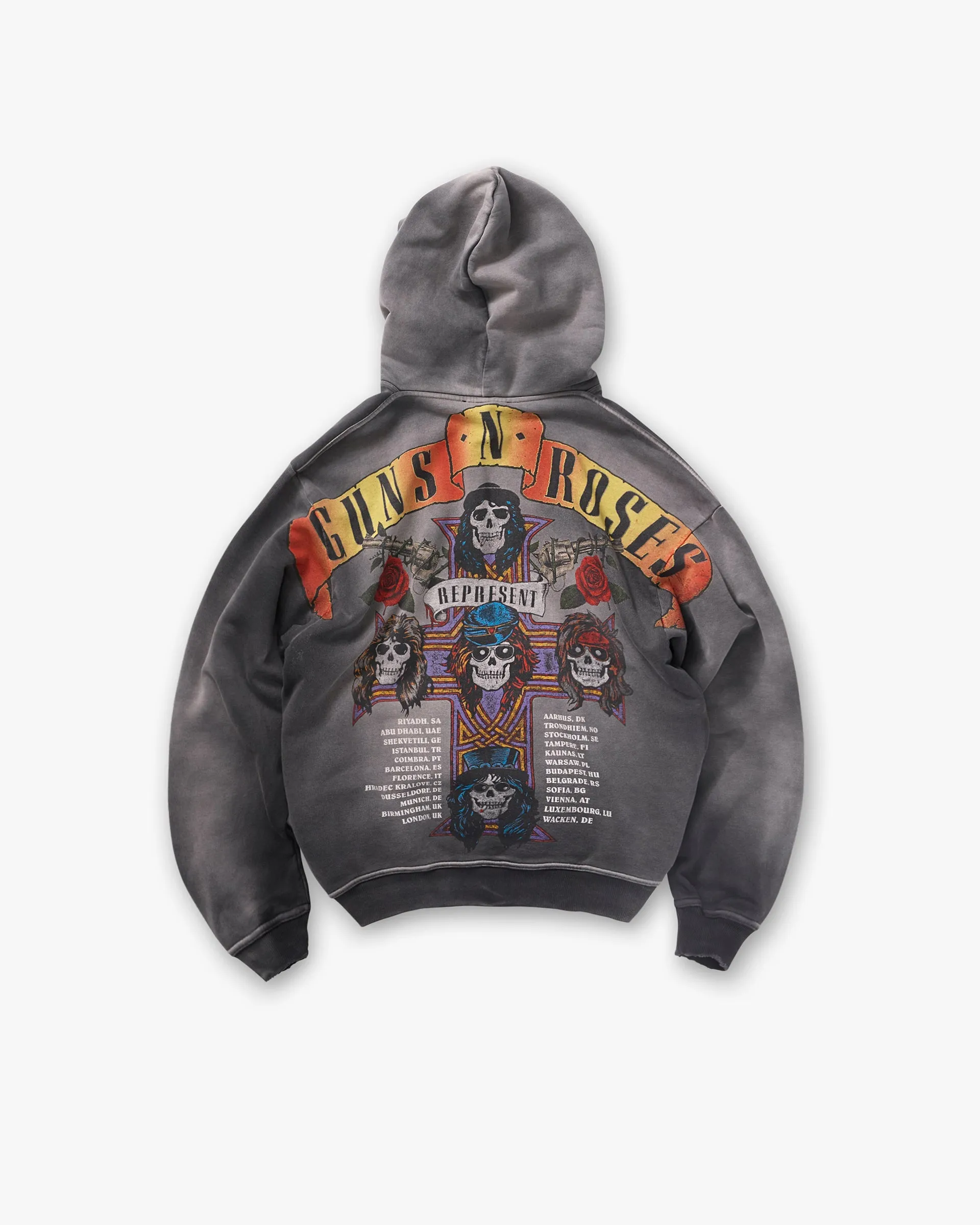 Represent X Guns N' Roses Tour Hoodie - Stained Black Brunch Style
