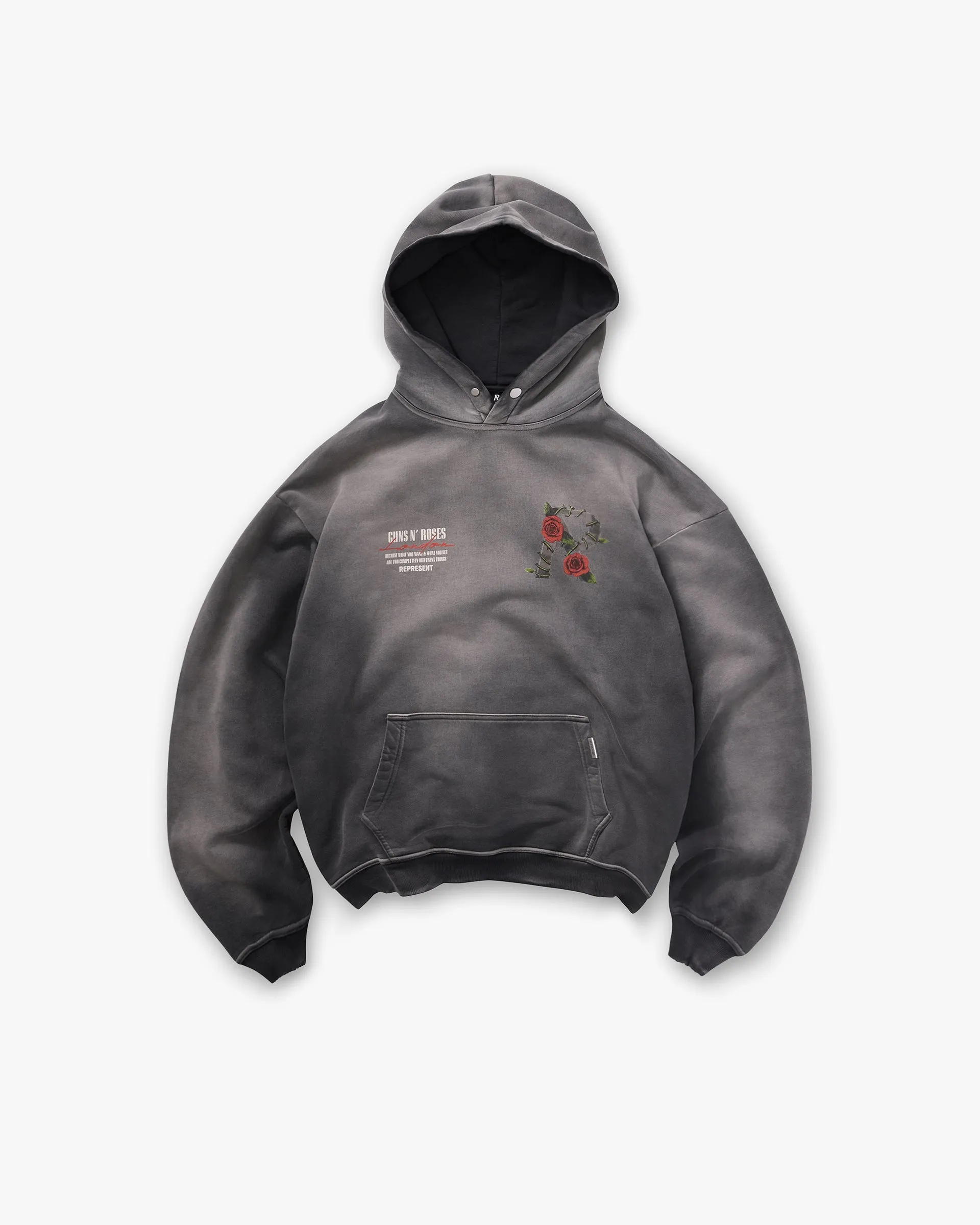 Relaxed Vibe Represent X Guns N' Roses Tour Hoodie - Stained Black