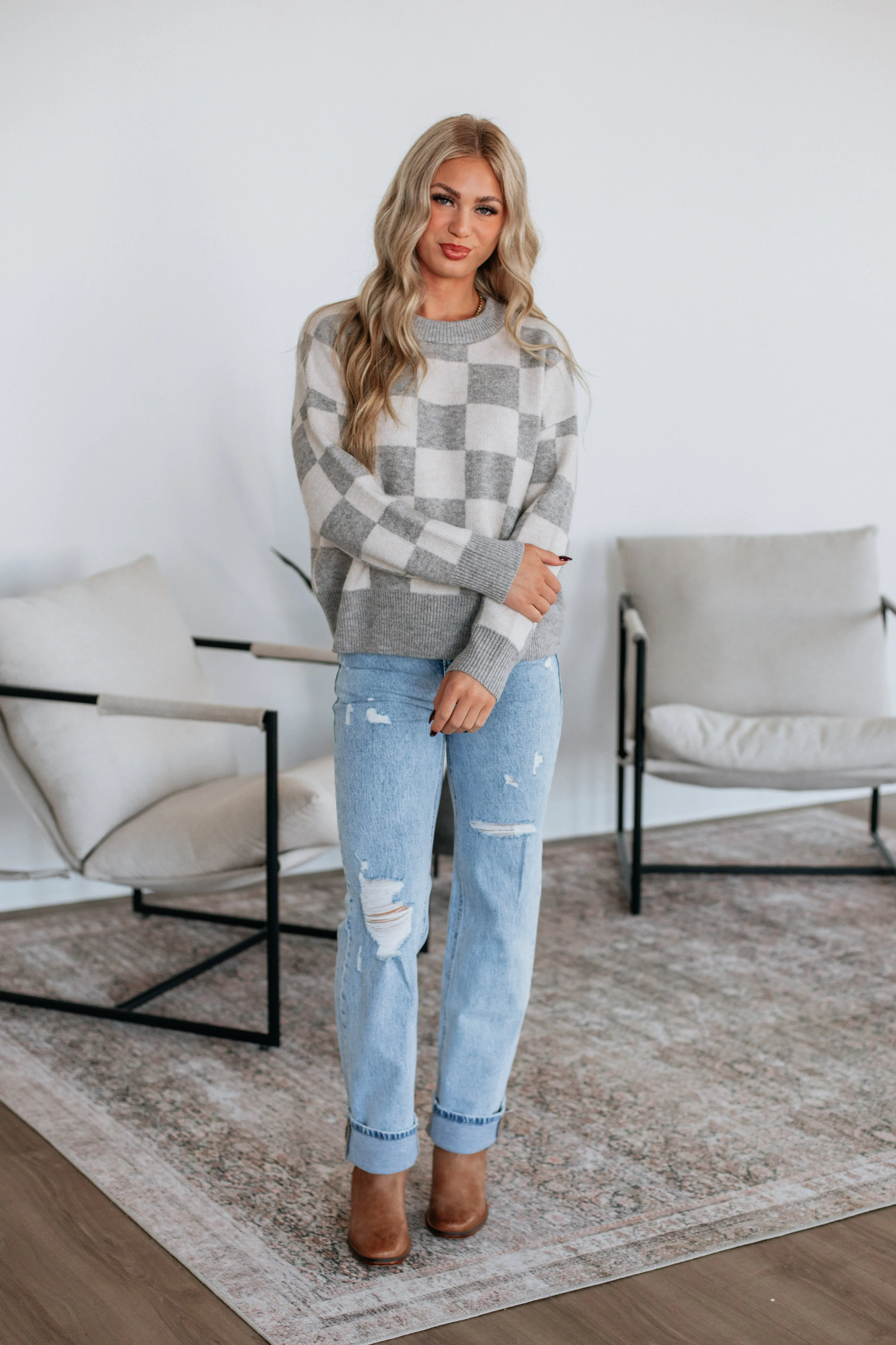 Flynn Checkered Sweater Subtle Details