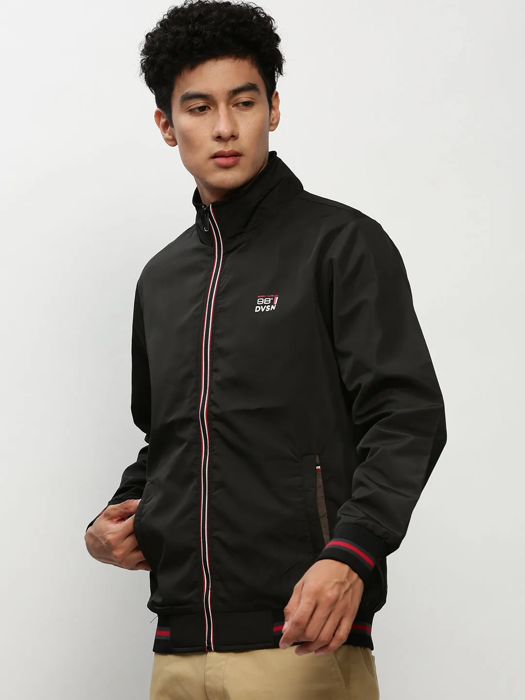 HybridLayerCompatibility Men's Black Solid Casual Bomber Jackets