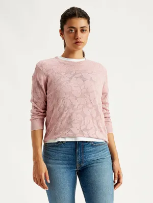 SeamFree Technology Women's Self Design Light Pink Crew Neck Sweater
