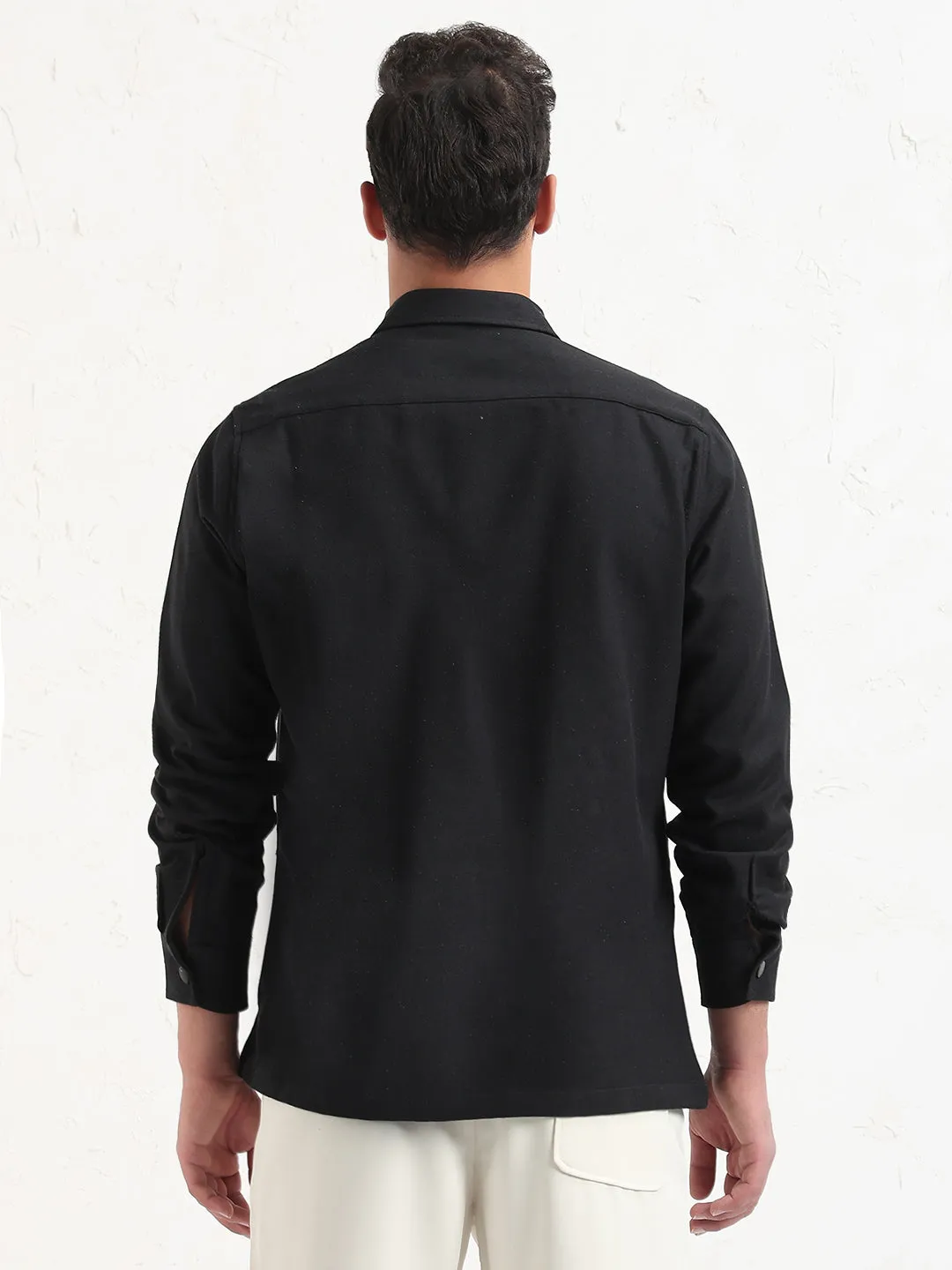 Men's Black Relaxed Fit Shacket Chic Cut