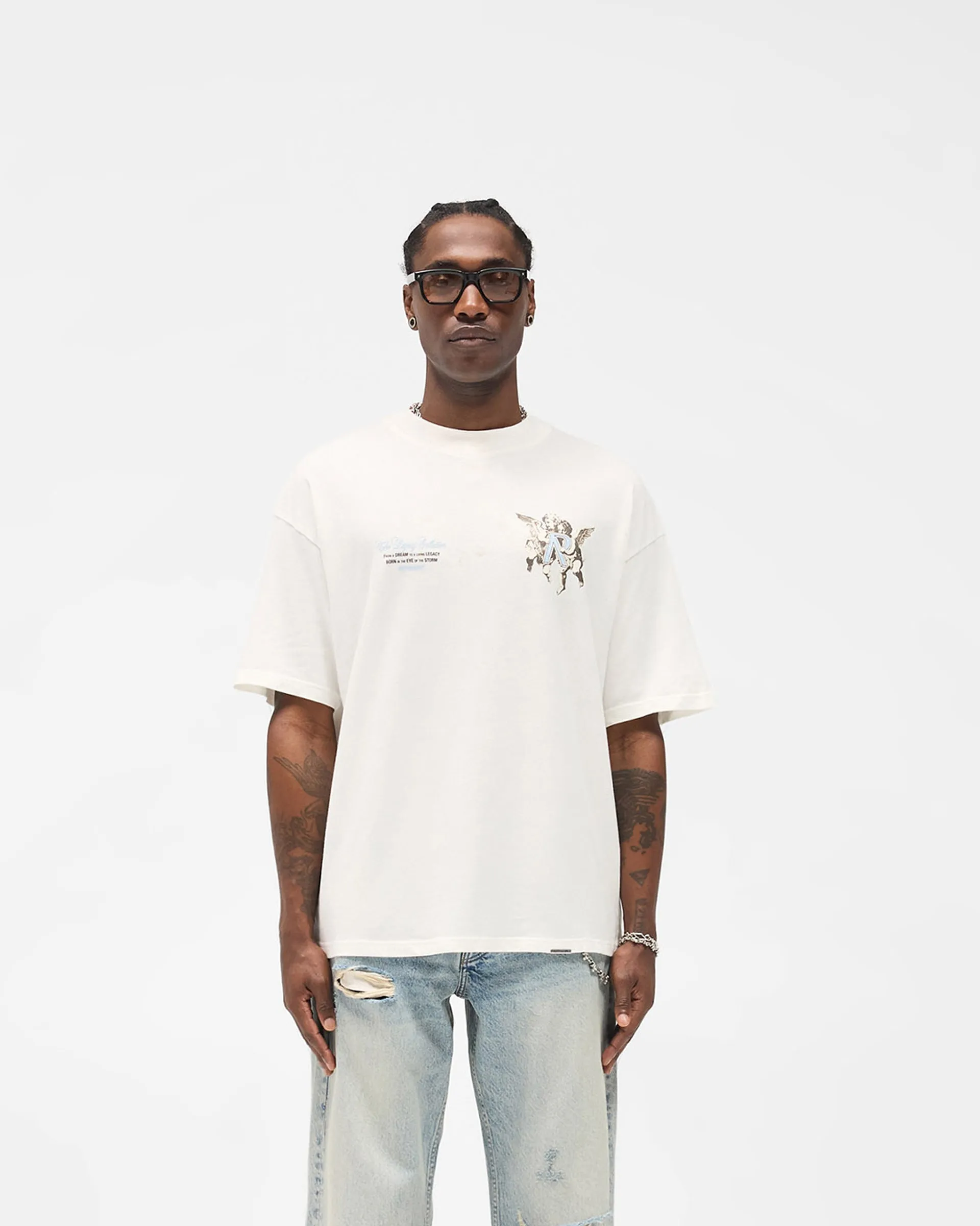 Fashion Layering AllSeasonWear Legacy Cherubs T-Shirt - Flat White