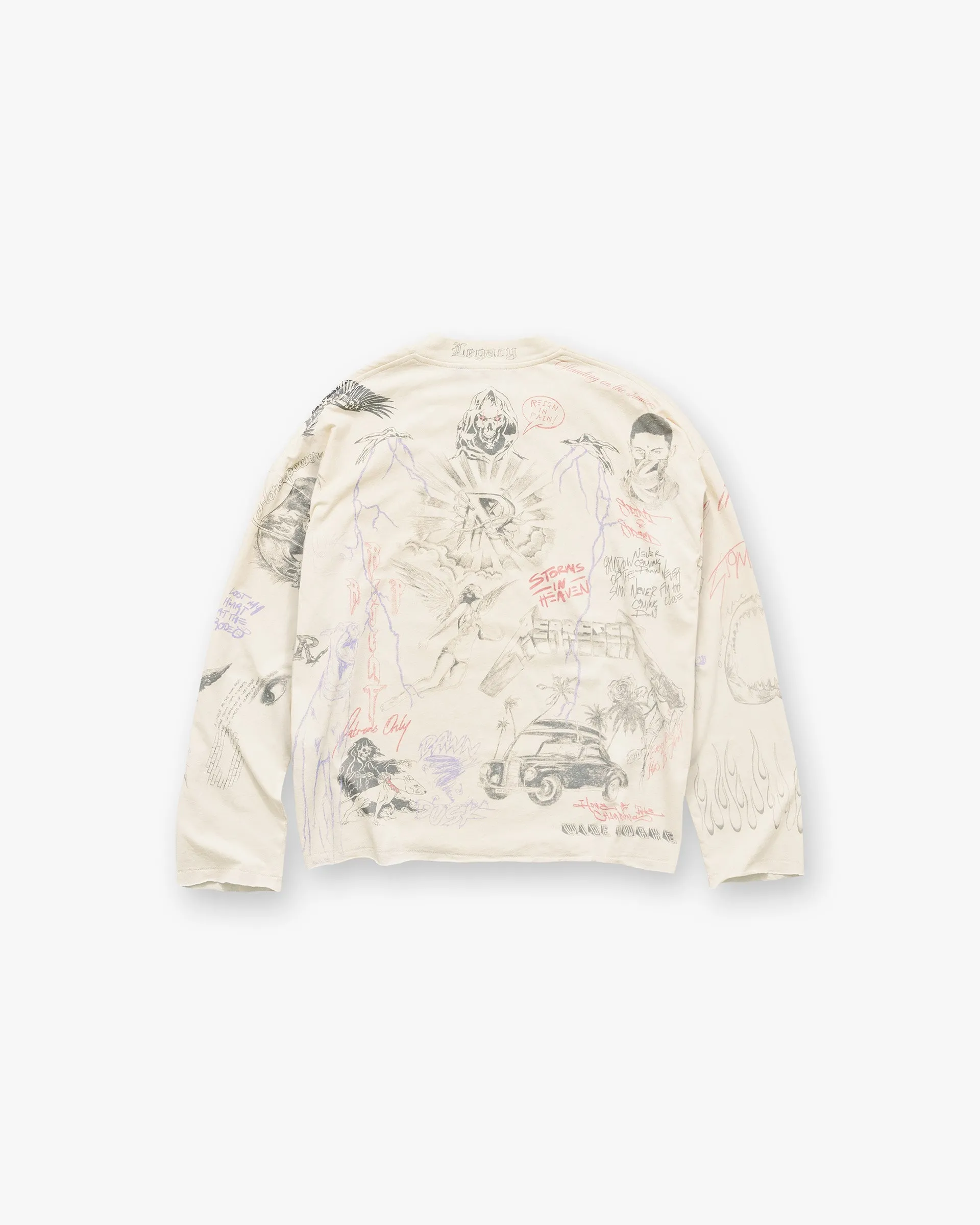 Stretch Material Lightweight Weave Legacy Long Sleeve T-Shirt - Buttercream