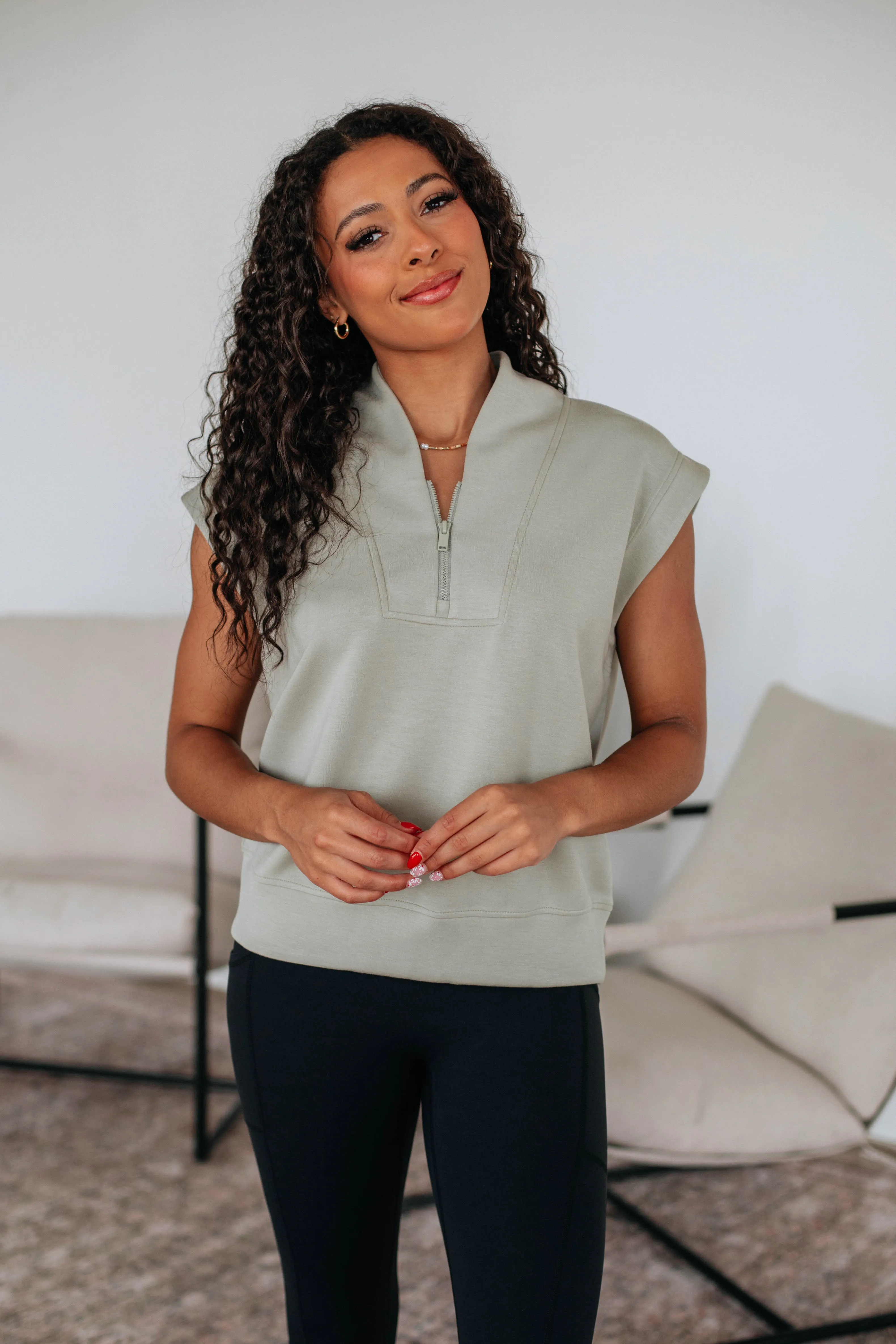 Mariyah Quarter-Zip Pullover good for yoga