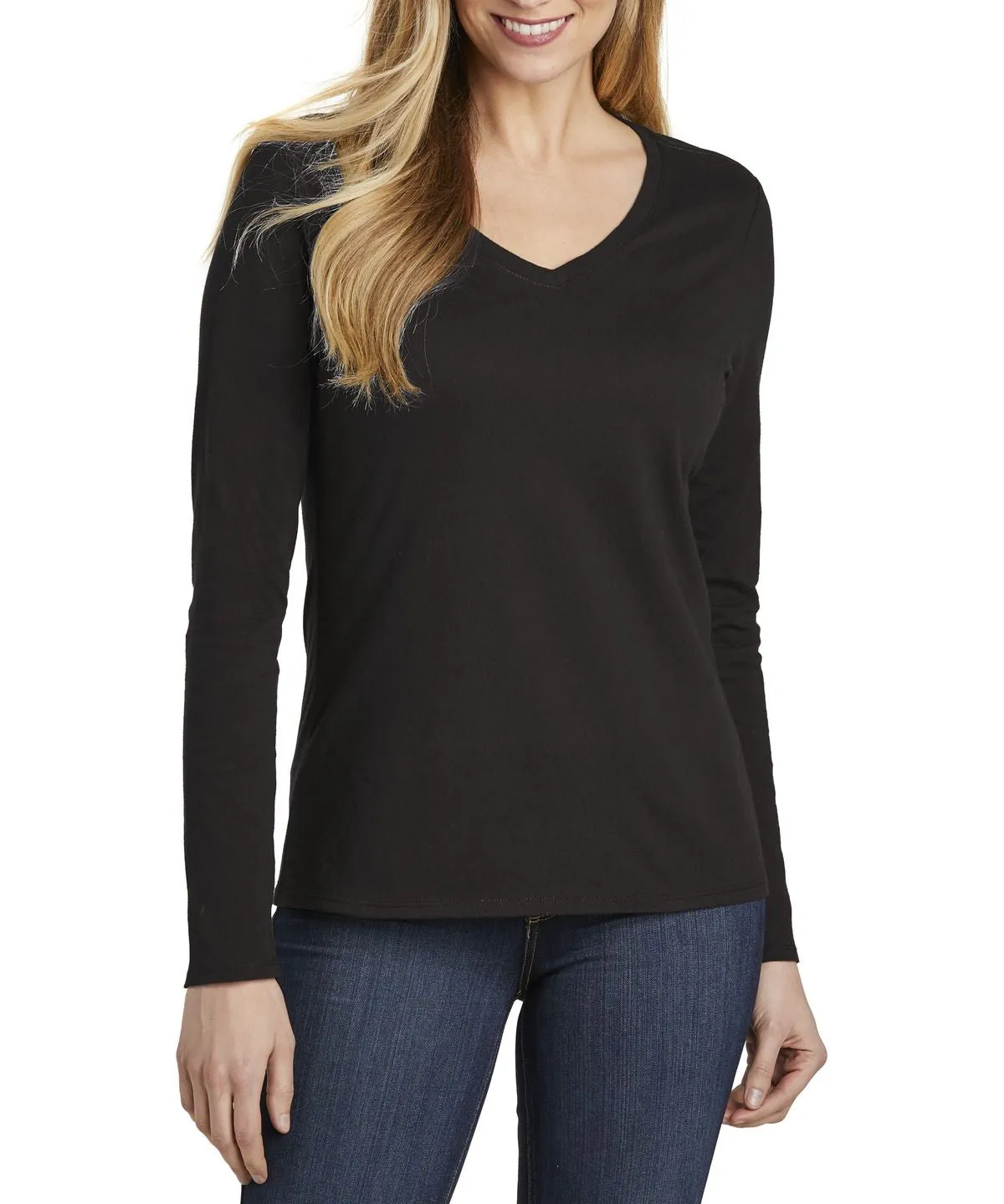 JustBlanks Women's Long Sleeve V-Neck Cotton T-Shirt NonIrritating Fabric