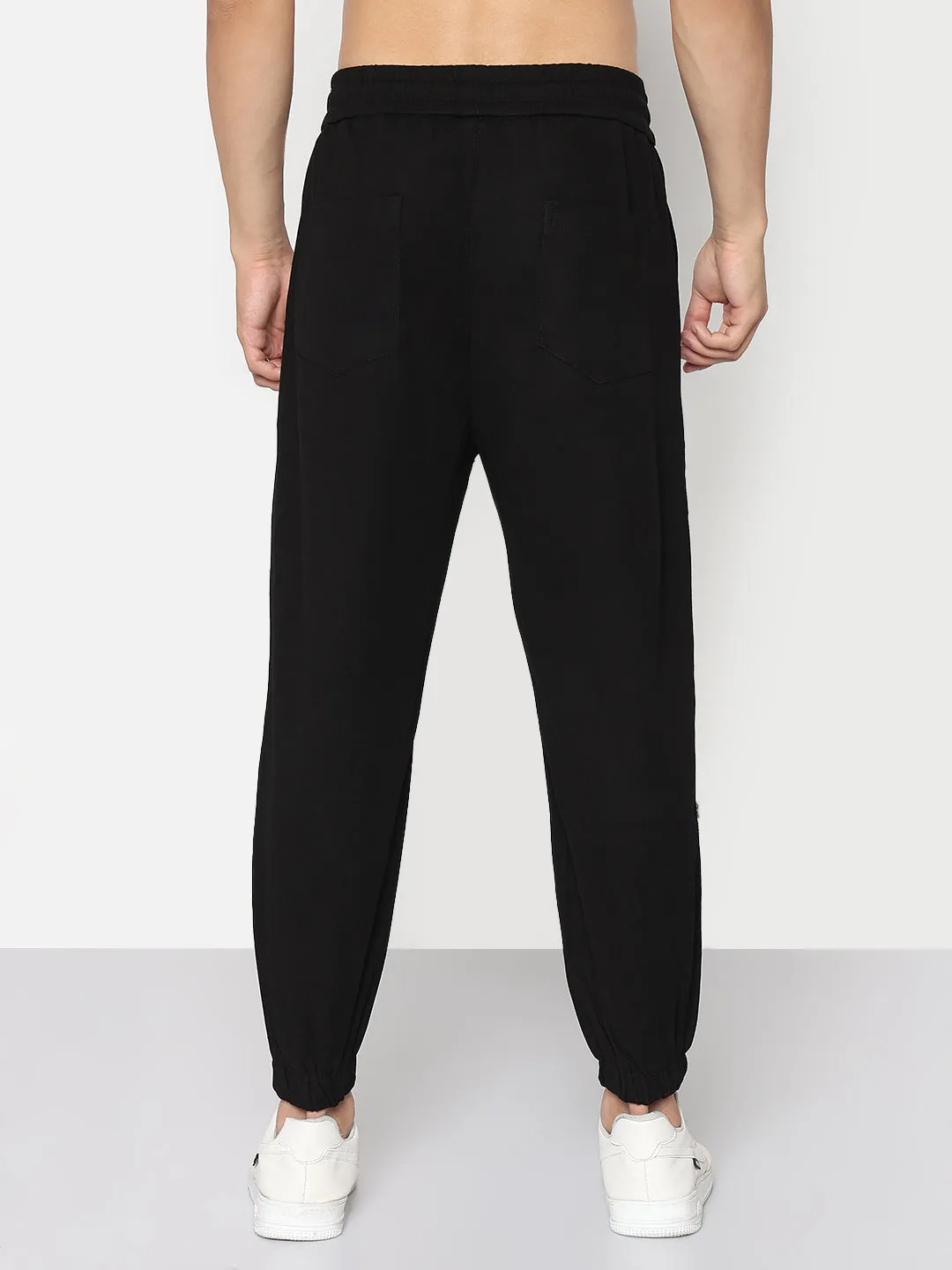 Men's Black Relaxed Fit Joggers Multi Panel Construction Heat Control