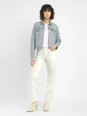 Stylish Cut Women's 725 White Flared Fit High Rise Jeans
