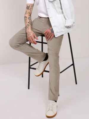 Soft Stretch Water Resistant Men's Grey Comfort Slim Fit Cotton Trousers