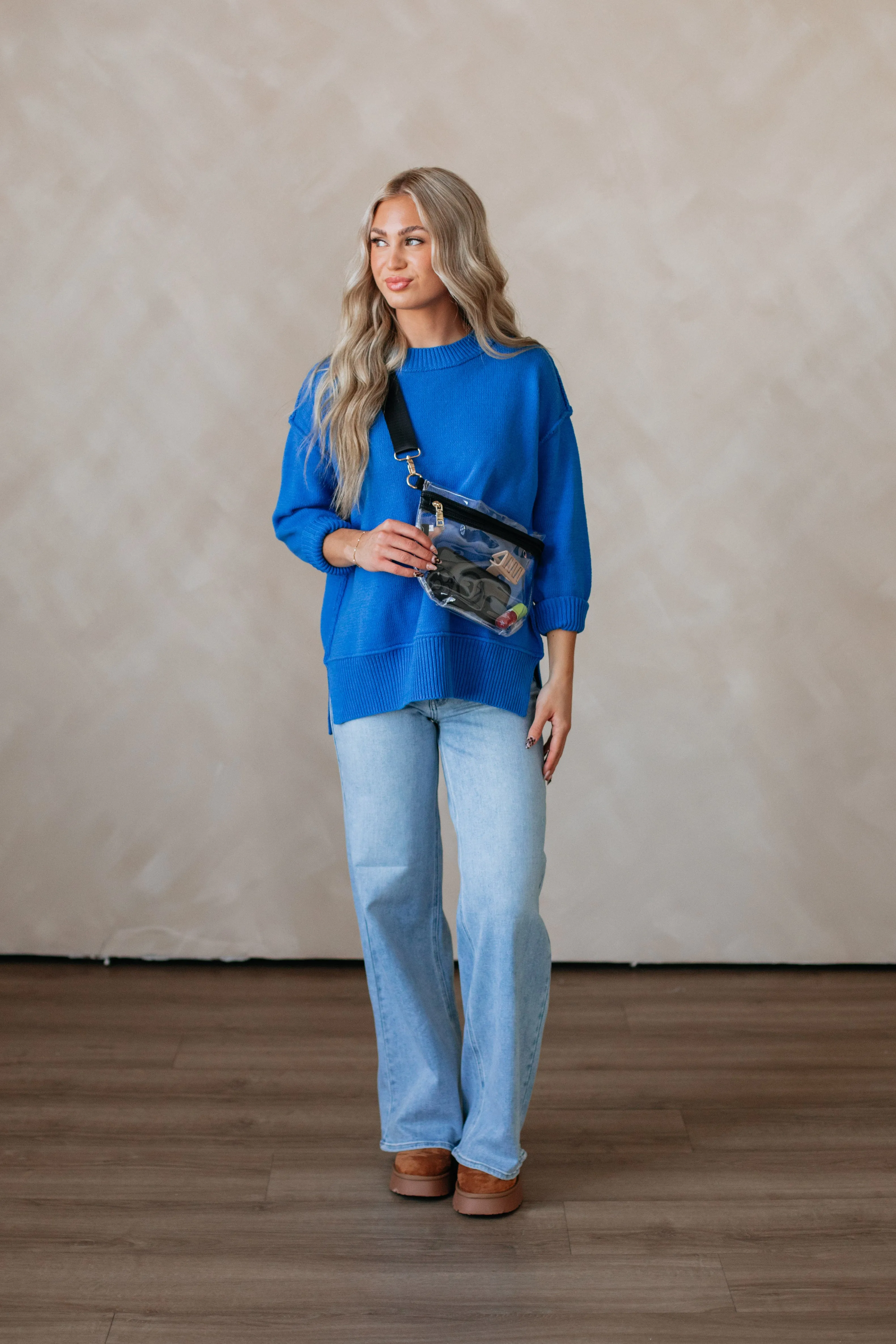 Odelia Oversized Sweater - Royal Blue Circular Knit Technique MultiDirectional Elasticity