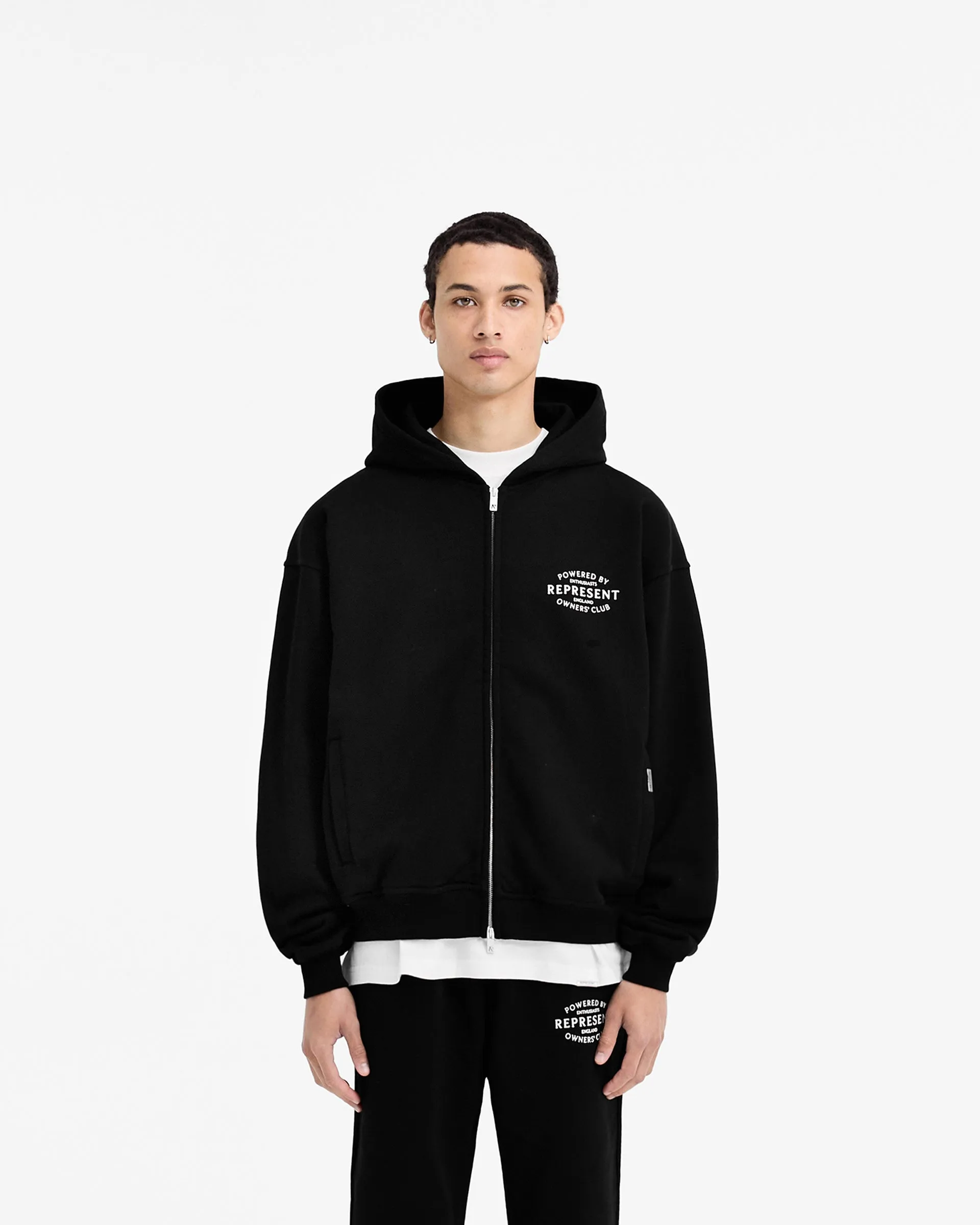 Represent Owners Club Stamp Zip Up Hoodie - Jet Black Festival wear Sporty apparel