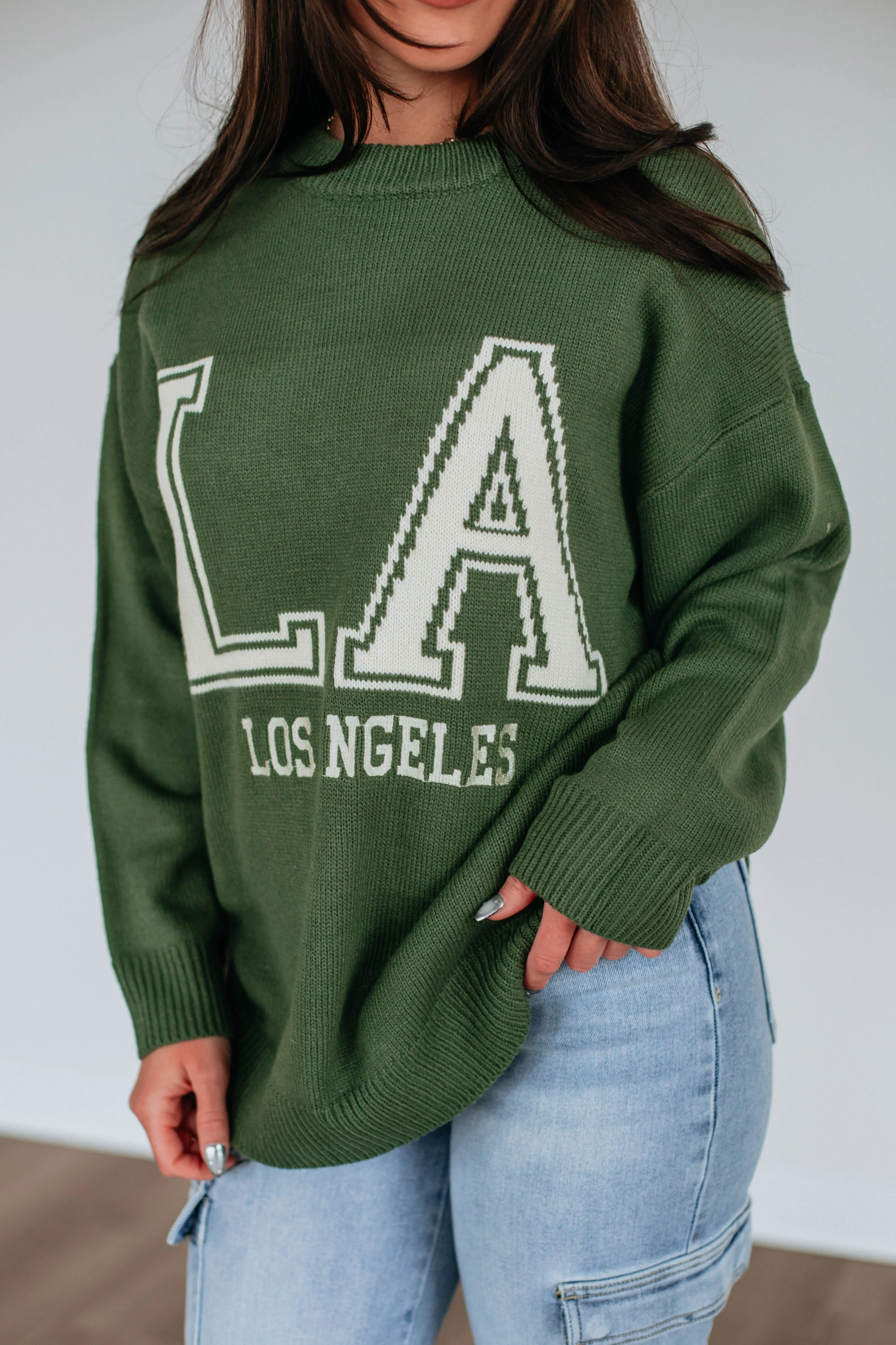 Relaxed casual fit Biodegradable material Los Angeles Knit Sweater