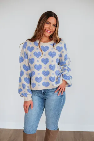 Elastic hemline Modern Comforted Love Yourself First Sweater - Cornflower Blue