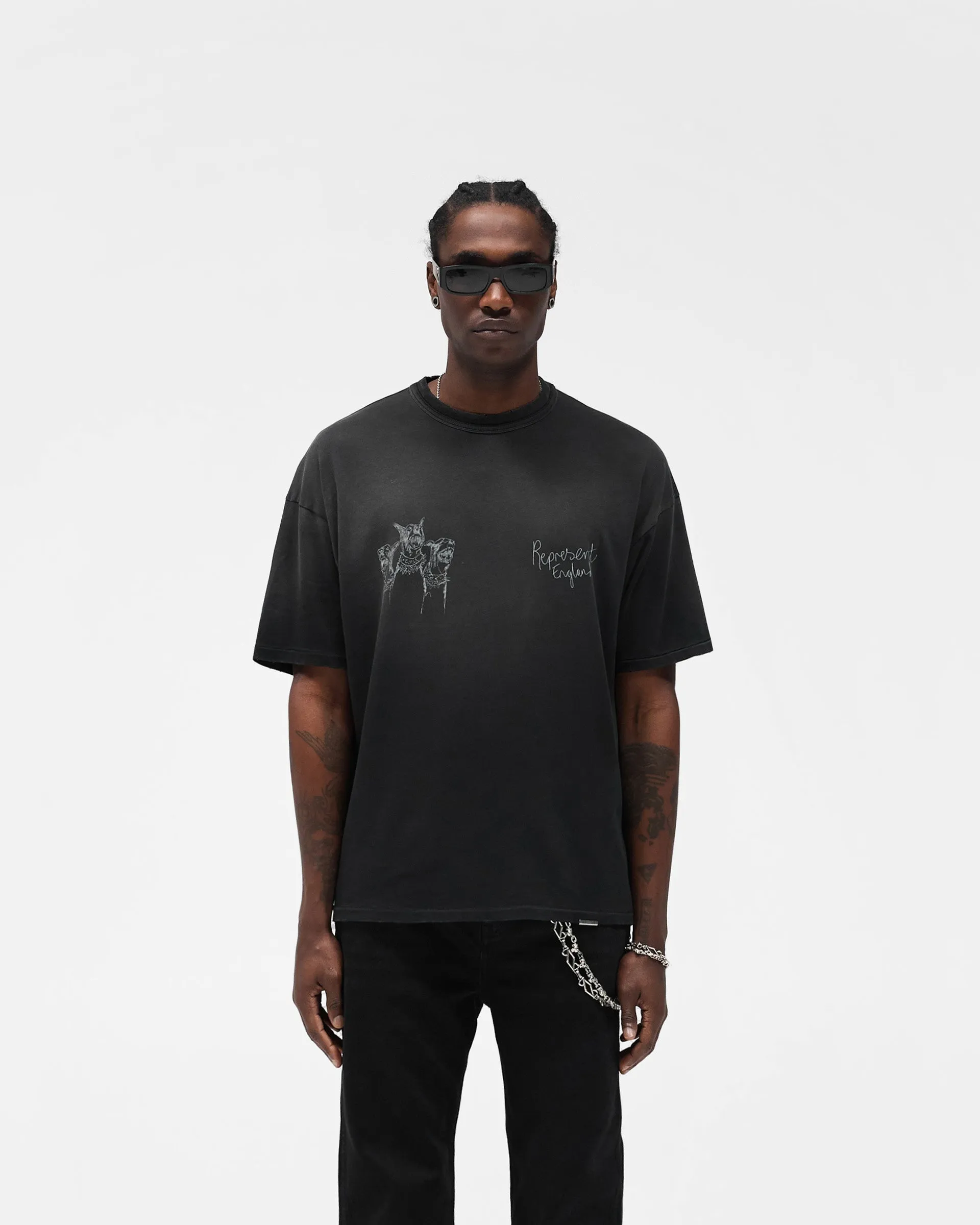 Hand Drawn Thoroughbred T-Shirt - Aged Black Timeless Piece