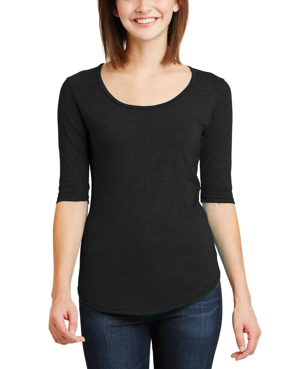 Simple Chic Teenager coolness JustBlanks Ladies 1/2 Sleeve Deep Scoop Neck Tri-Blend T-Shirt