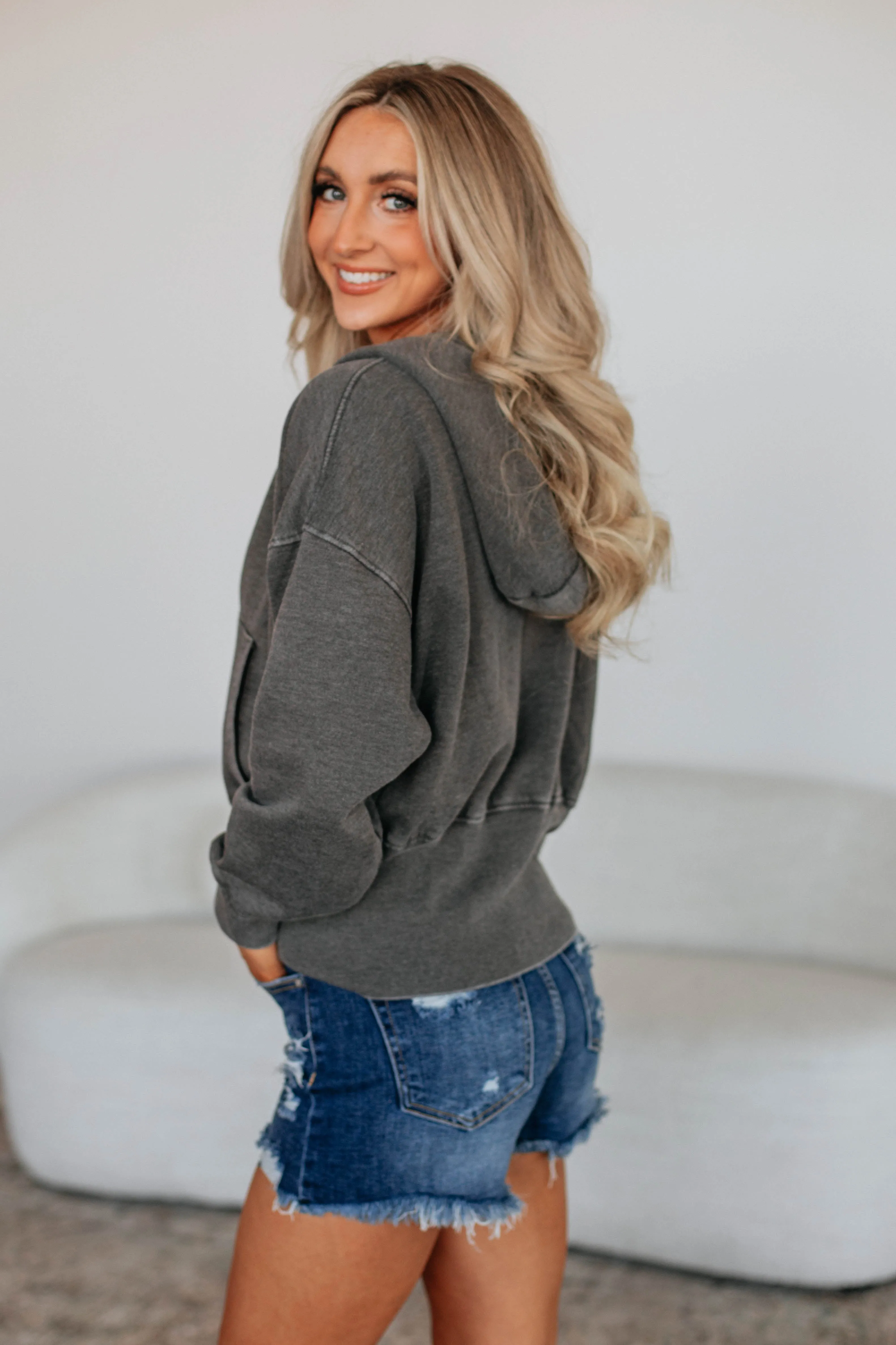 product custom made perfection Comfy Wearable Maxwell Washed Zip-Up Hoodie - Charcoal