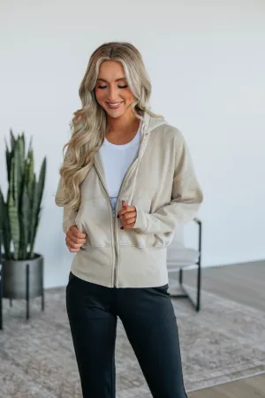 Maxwell Washed Zip-Up Hoodie - Natural Cozy Essentials