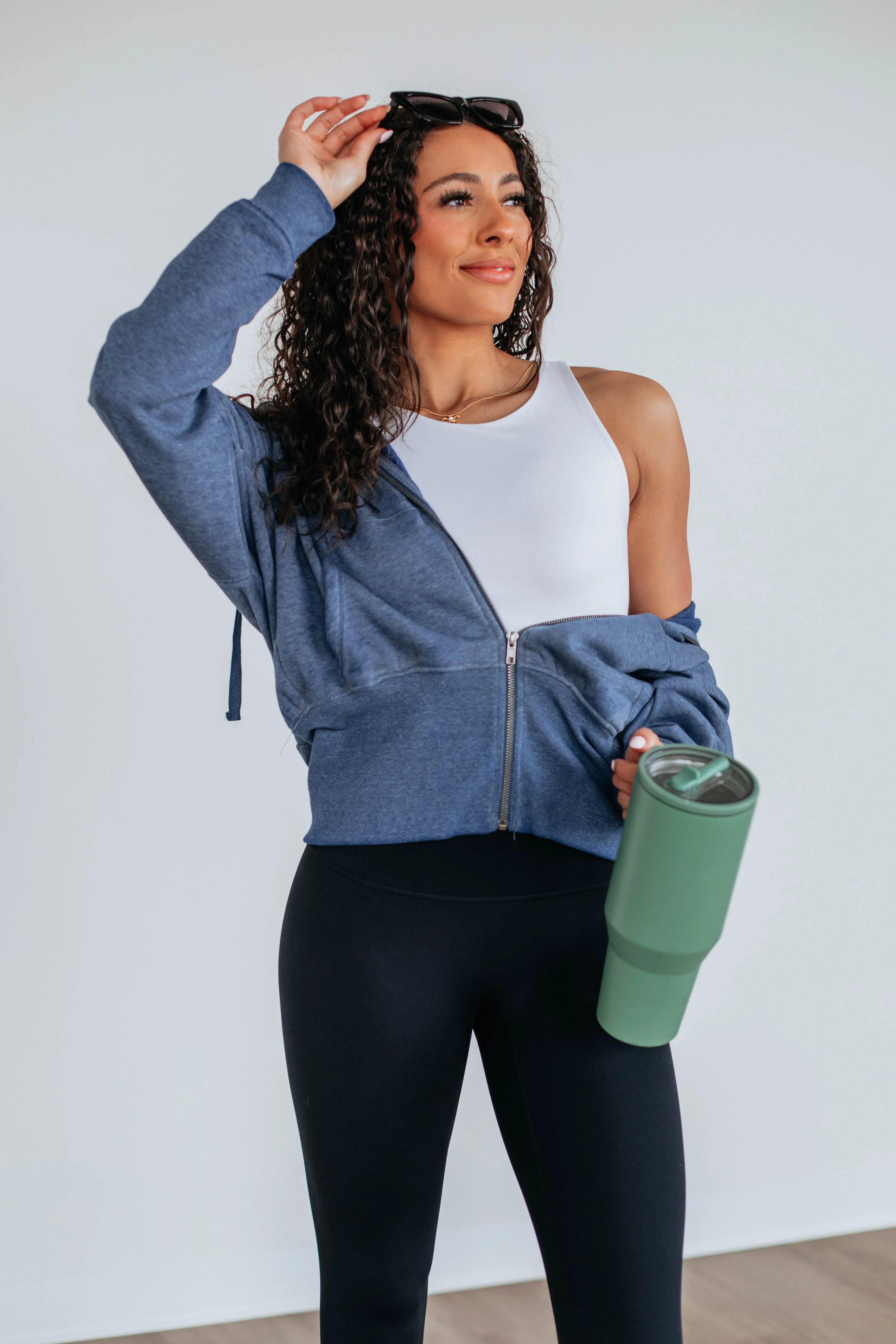 Maxwell Washed Zip-Up Hoodie - Navy Versatile Design