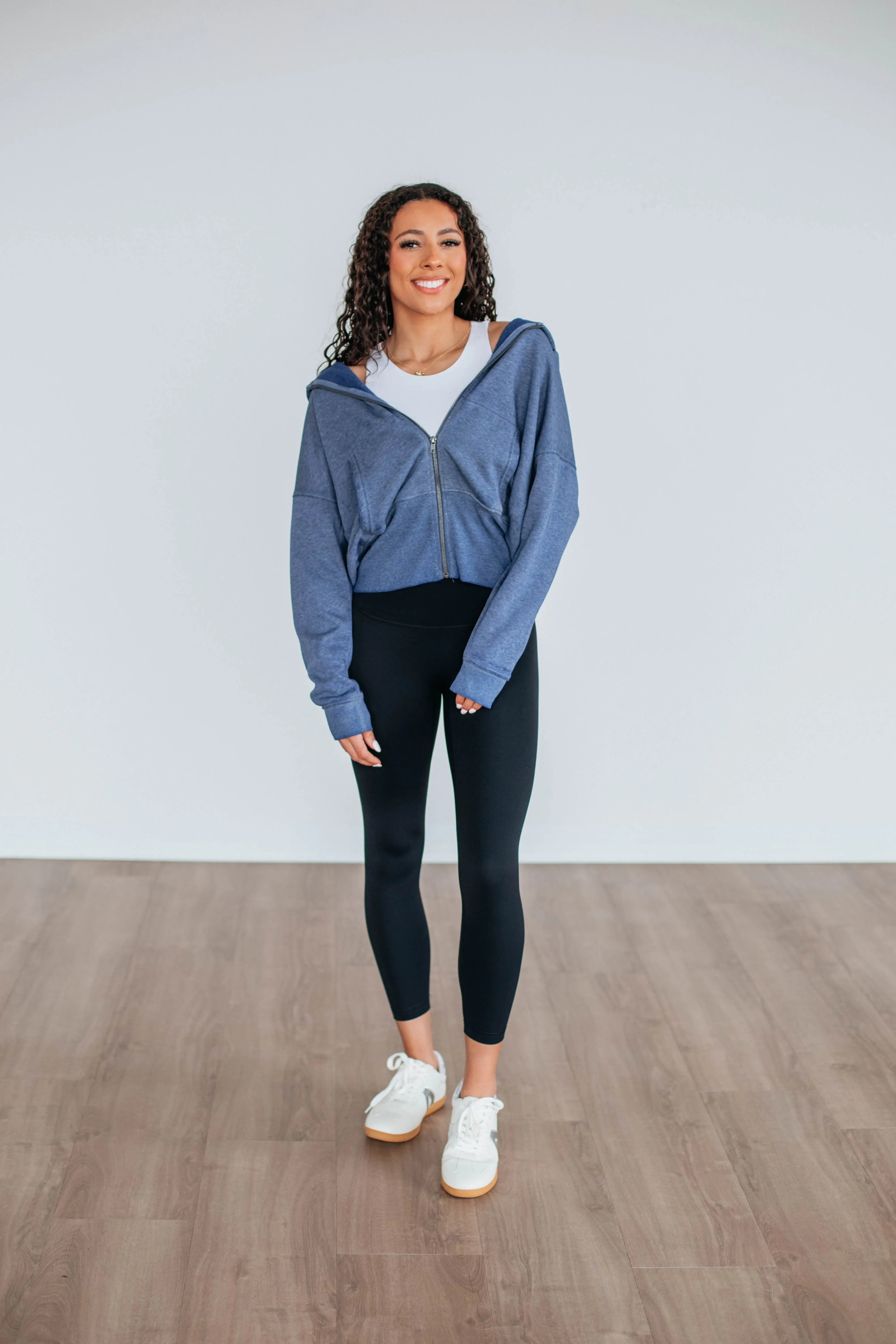 Lounge Fit Weekend Chic Maxwell Washed Zip-Up Hoodie - Navy