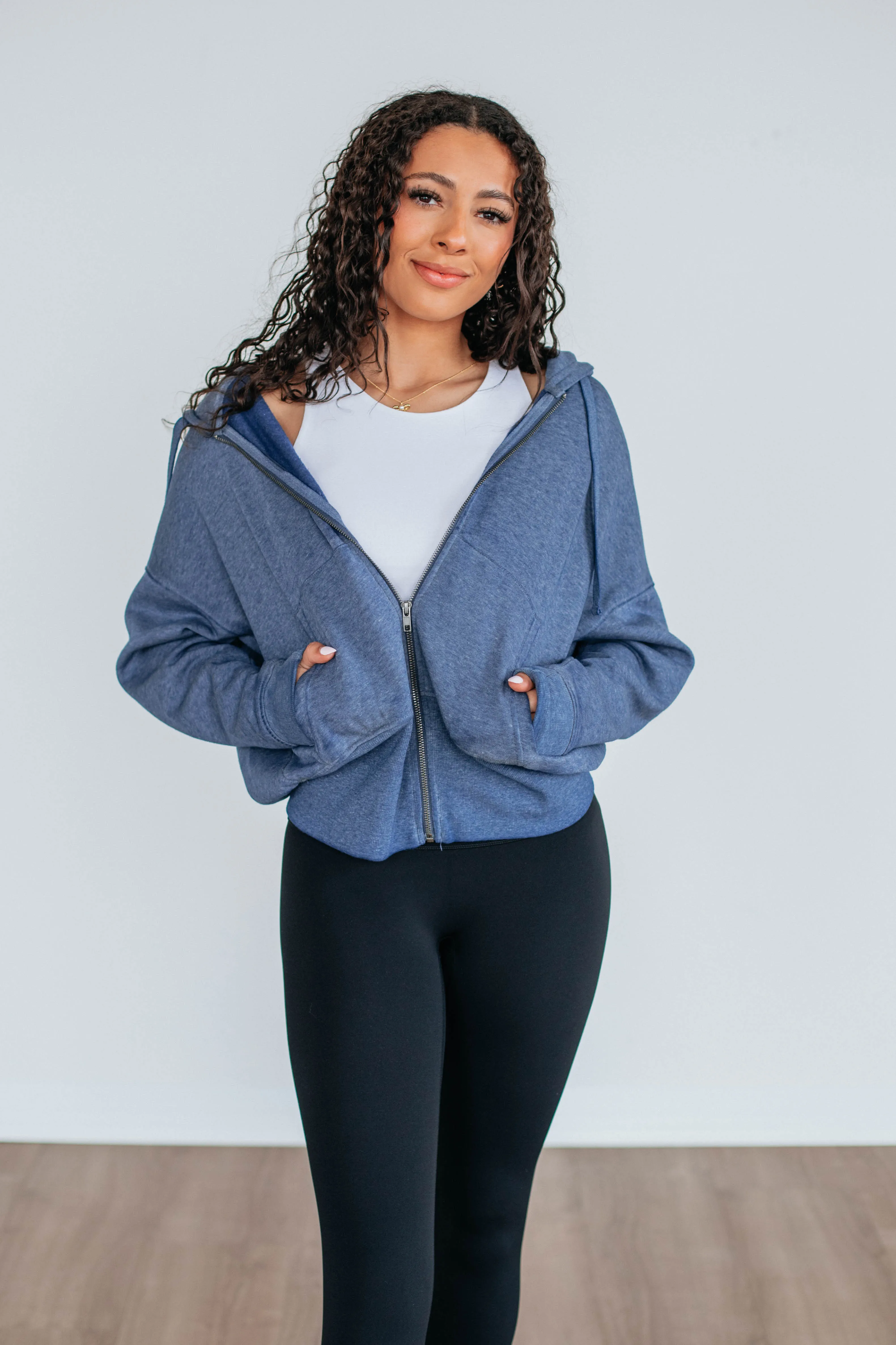 product weekday wearability Maxwell Washed Zip-Up Hoodie - Navy