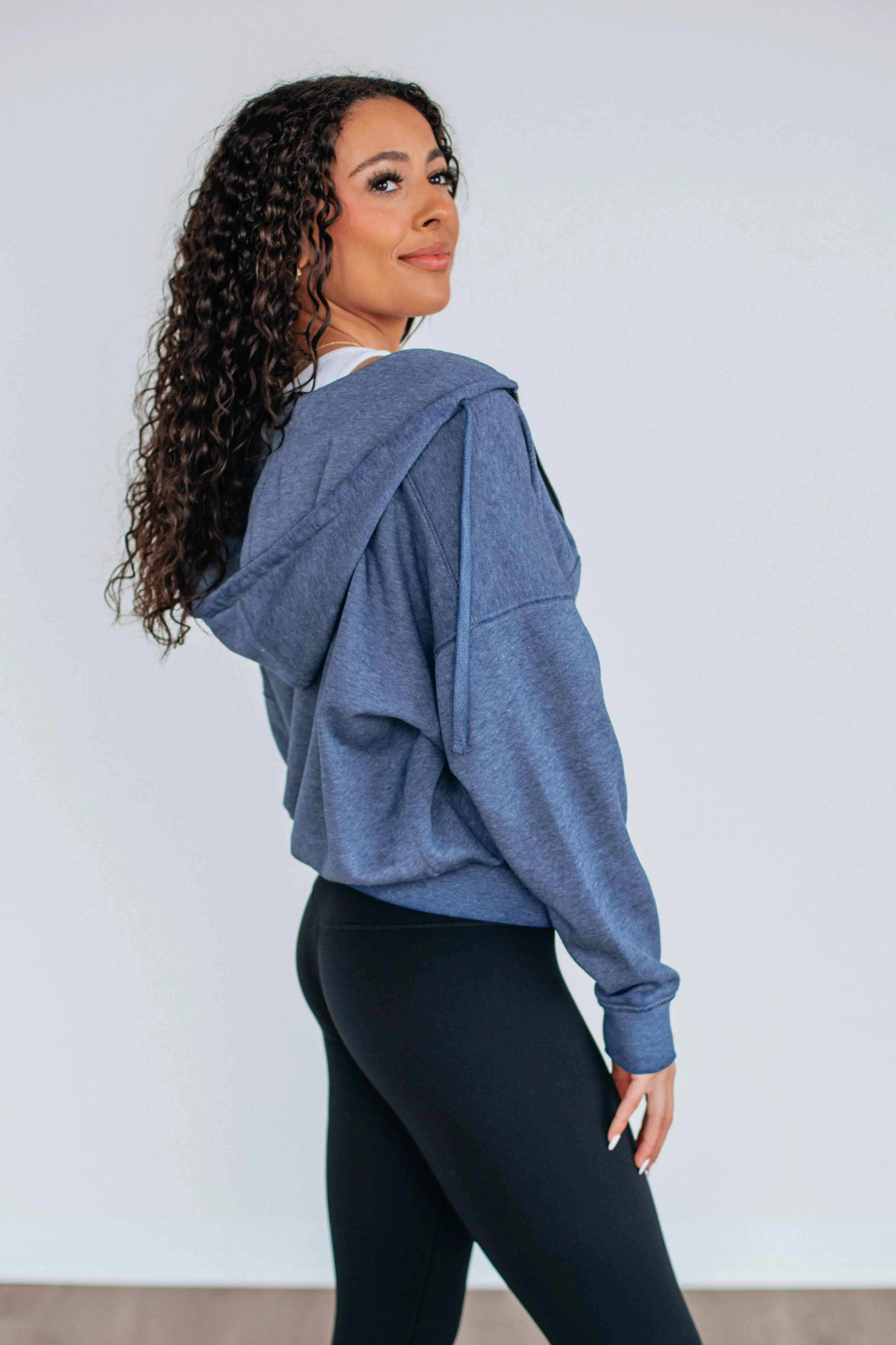 Maxwell Washed Zip-Up Hoodie - Navy appropriate for sunny days