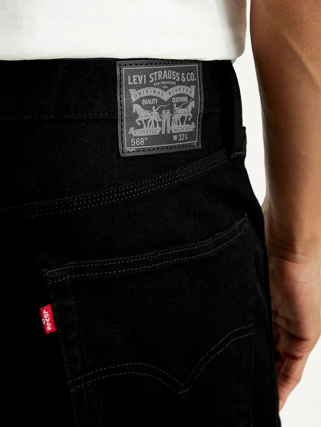 Men's 568 Loose Fit Denim Shorts Midweight Texture embroidery work