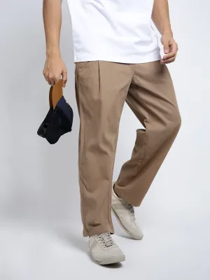 Men's Beige Relaxed Fit Trousers FourWayStretch Relaxed Style
