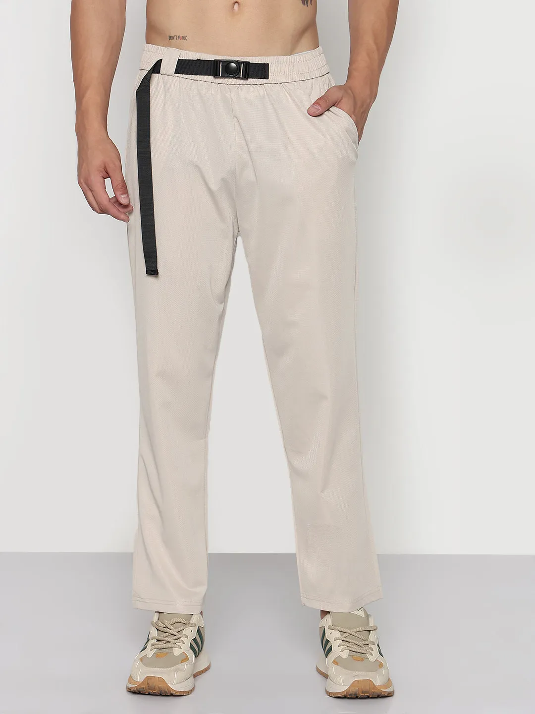 StainResistantFinish Men's Beige Straight Fit Korean Trouser