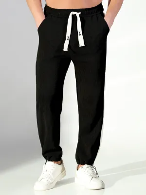 AntiSlipWaistband Men's Black Corduroy Relaxed Fit Trouser