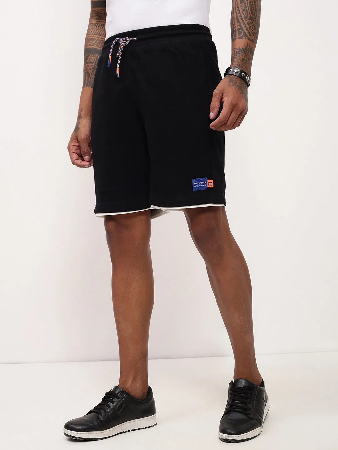 Men's Black Cotton Shorts Snug Fit