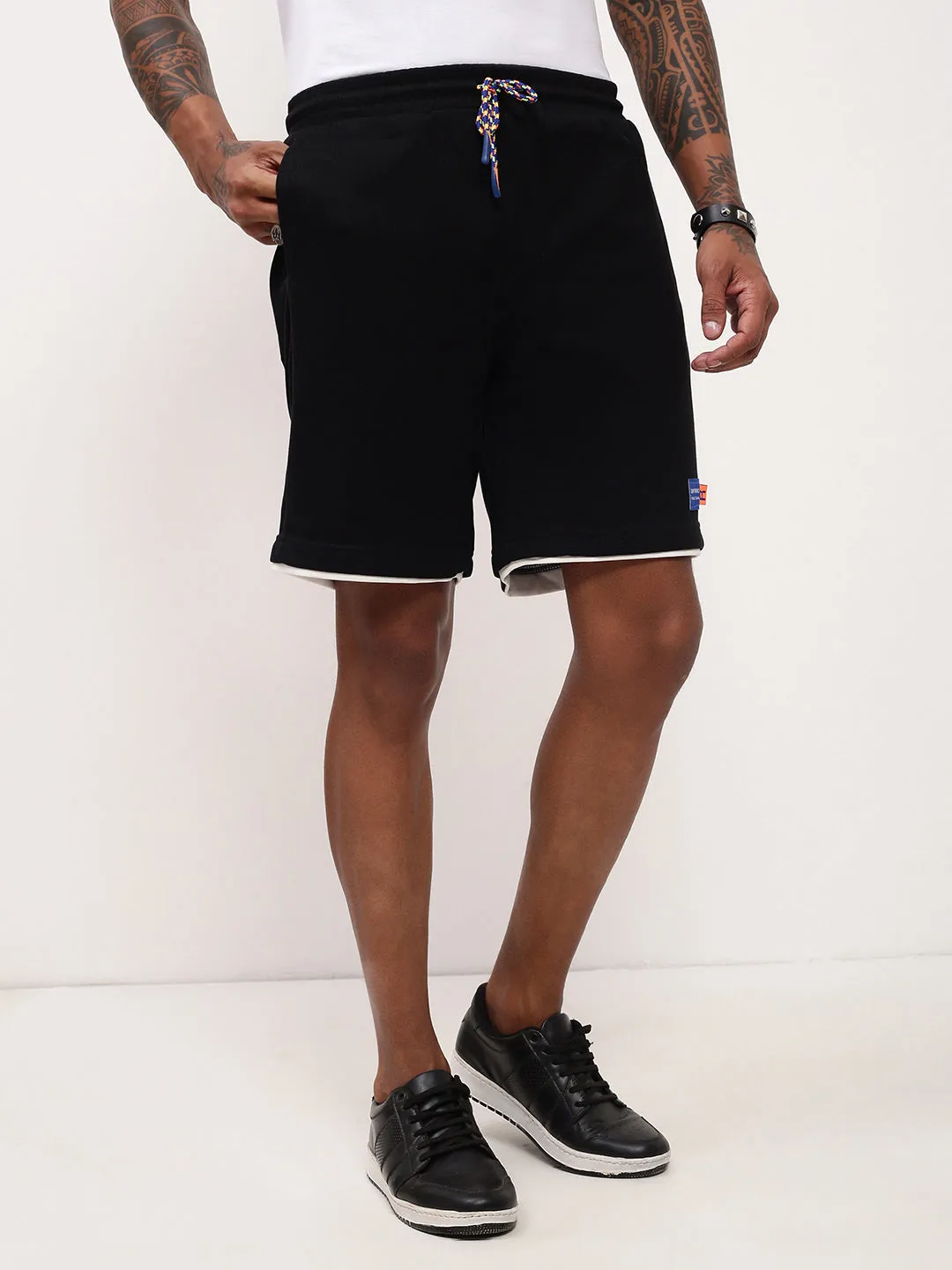 Men's Black Cotton Shorts No Ride Up Casual Fit