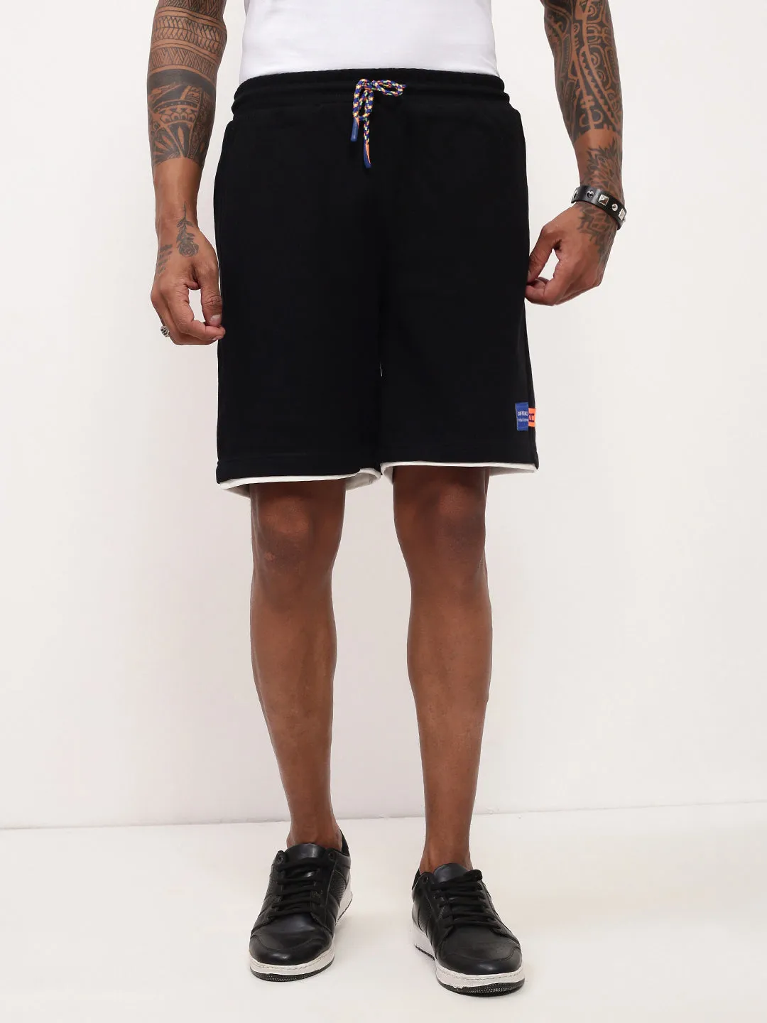 Tight Fit Men's Black Cotton Shorts