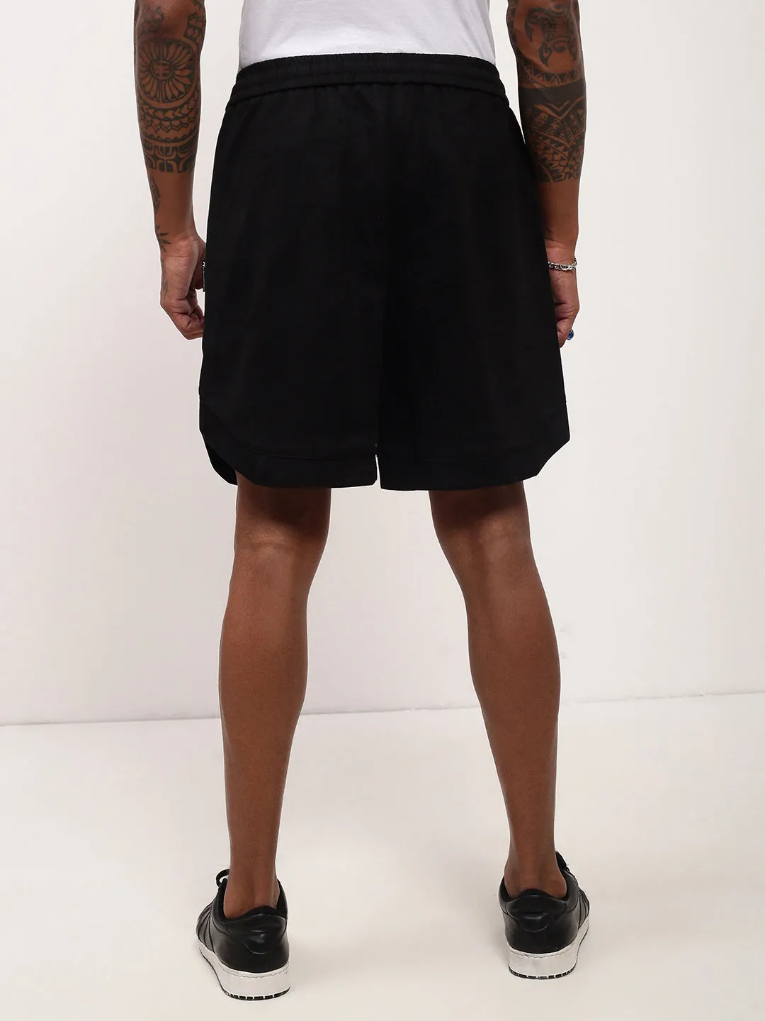 Men's Black Cotton Solid Shorts Minimal Design