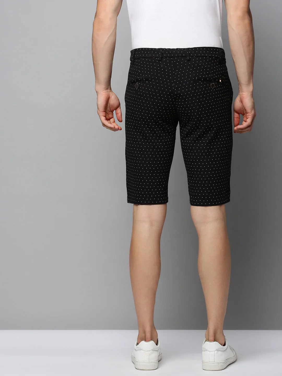 Men's Black Geometric Printed Cotton Mid-Rise Shorts housewarming gift Chill Comfort