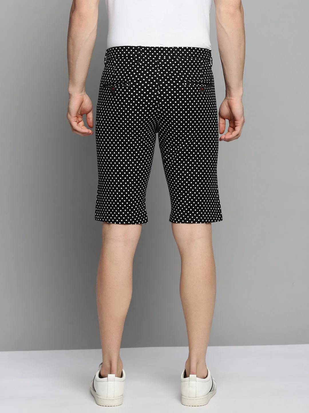 Men's Black Printed Cotton Knee Length Regular Fit Shorts Active Wear Shorts Freedom Flex