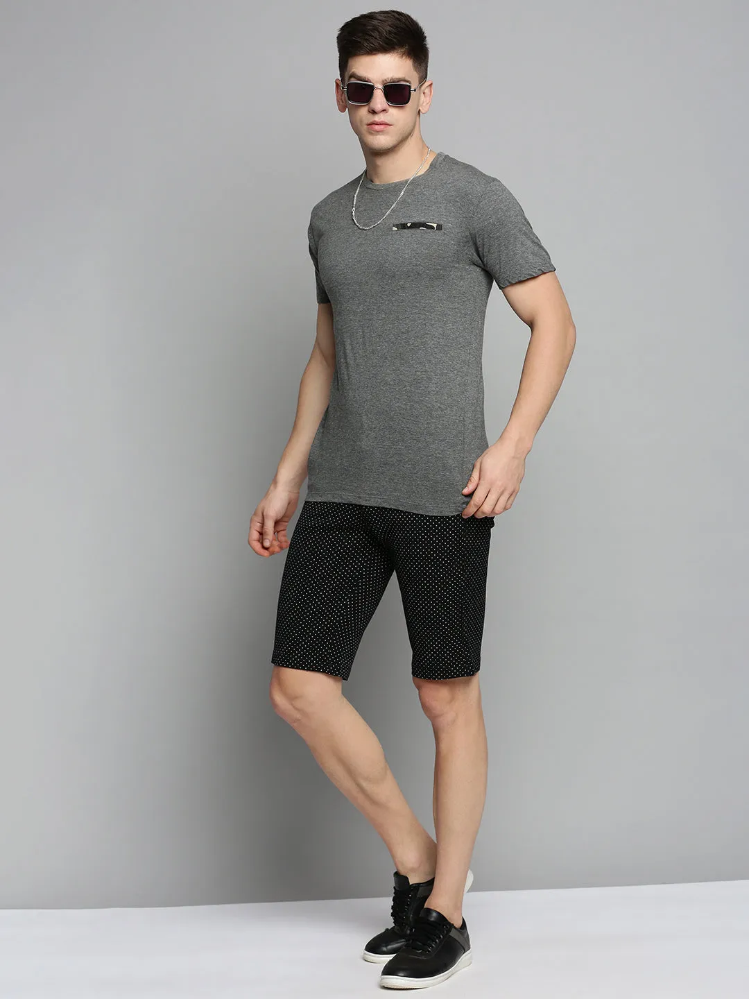 Men's Black Printed Shorts tank top