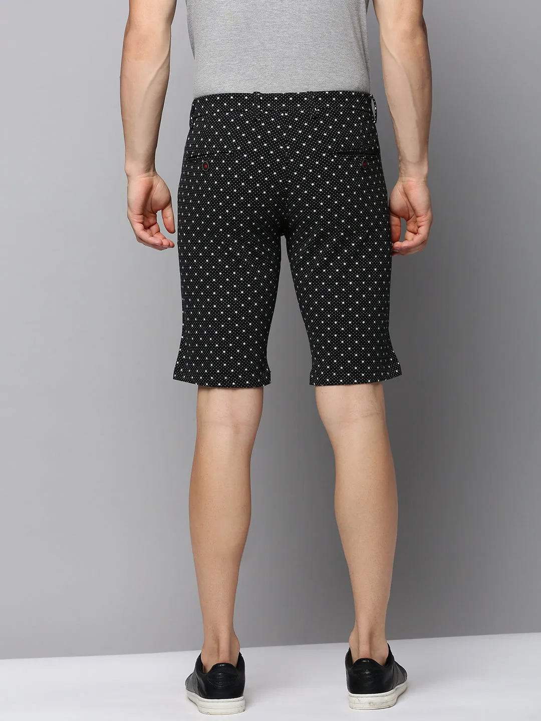 Men's Black Regular Fit Printed Cotton Shorts Soft Feel Sport Flex Wear