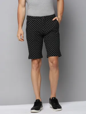 Value for Money Anti Slip Waistband Men's Black Regular Fit Printed Cotton Shorts