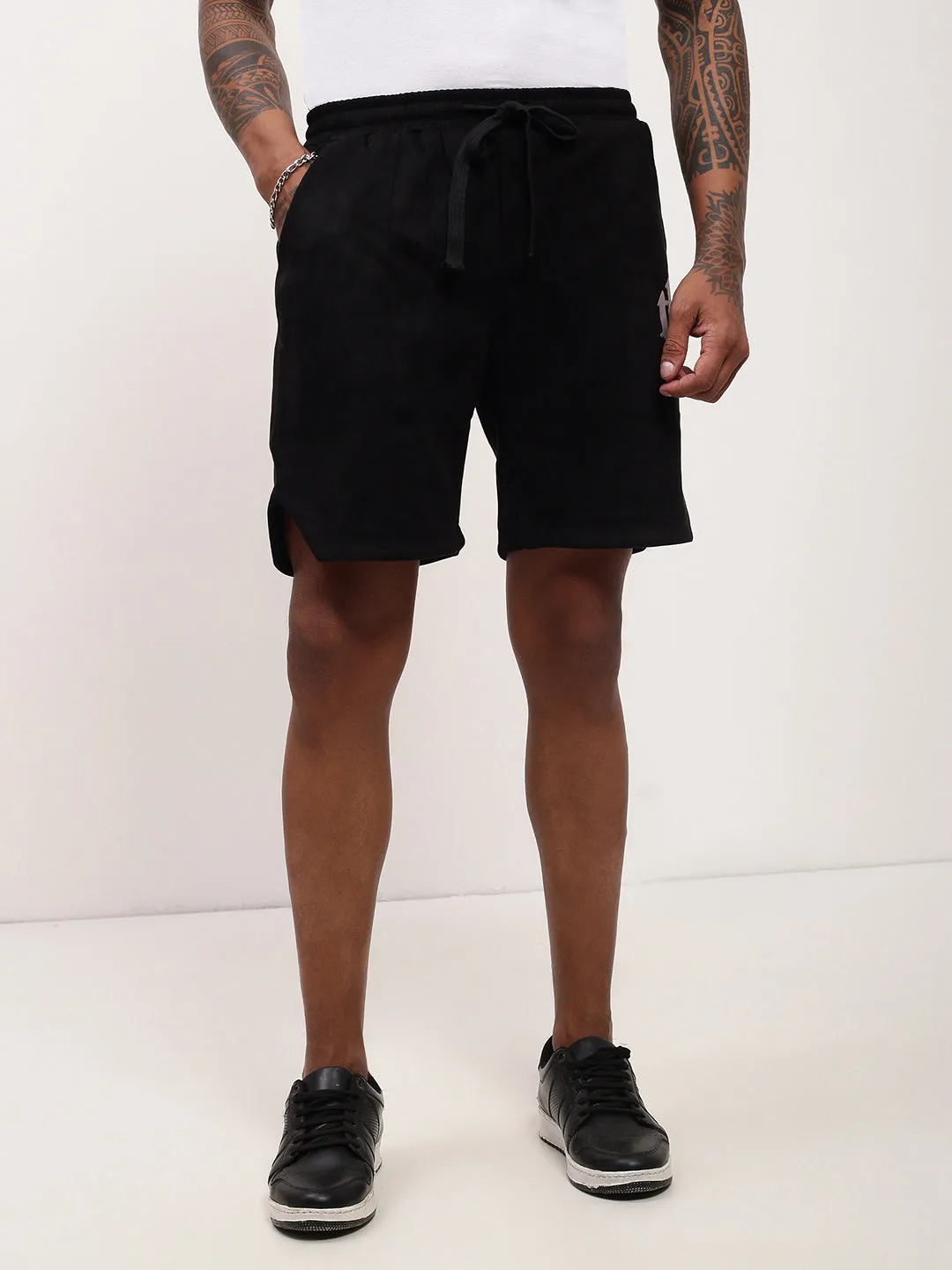 Waterproof Feature Men's Black Regular Fit Solid Shorts