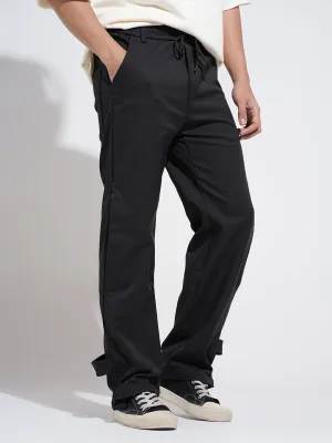 Comfy Material Men's Black Regular Fit Trousers