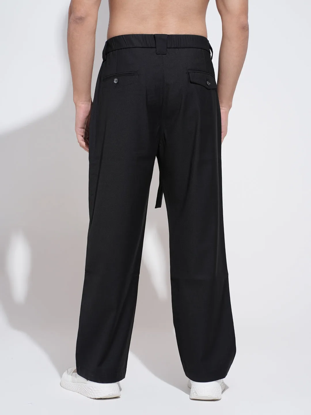 Men's Black Regular Fit Trousers Roomy Shape