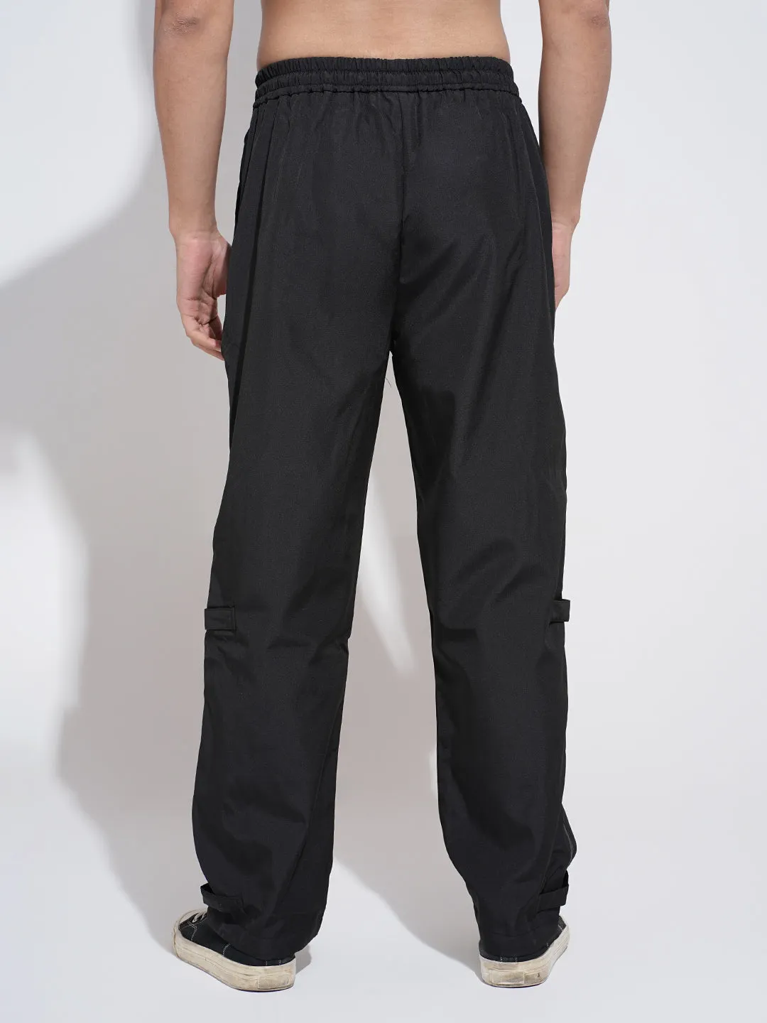 Men's Black Regular Fit Trousers Bootcut shape