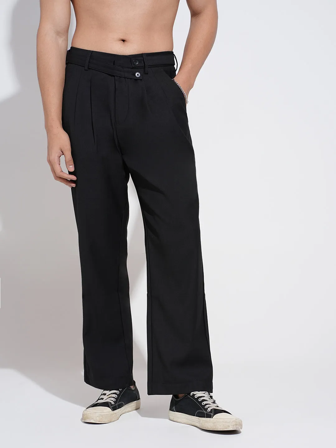 Men's Black Regular Fit Trousers Chilly Day Layers