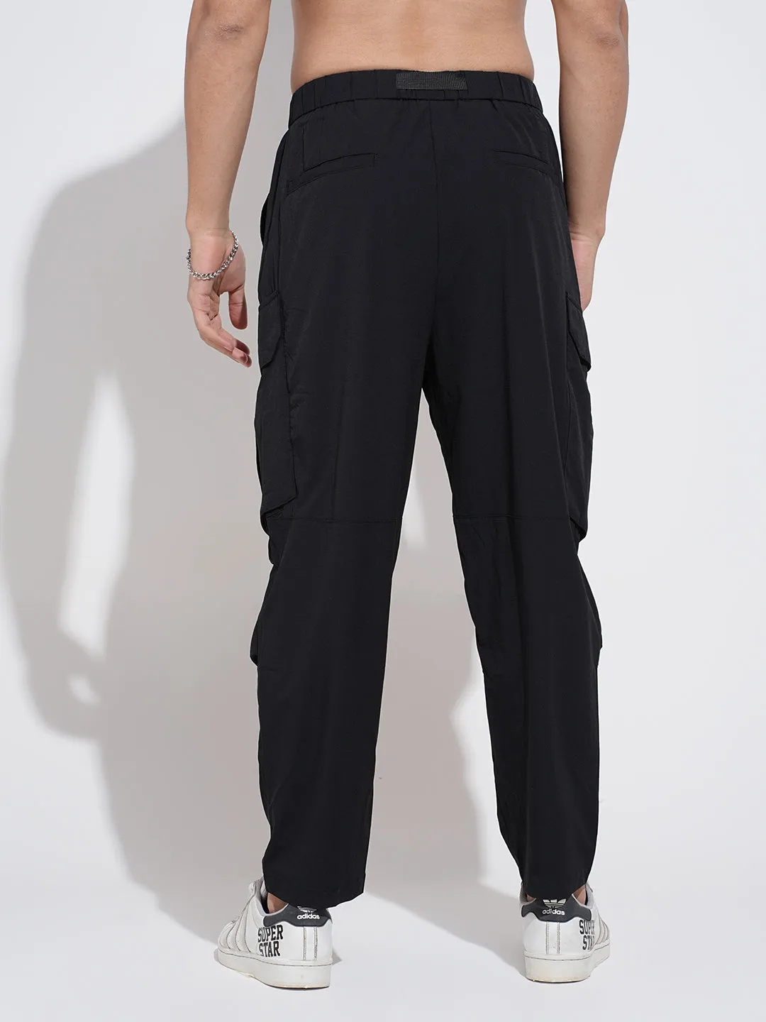 Sporty Function Men's Black Relaxed Fit Cargo Trousers