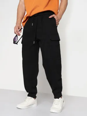Men's Black Relaxed Fit Joggers All-Day Wear Flex Wear Design