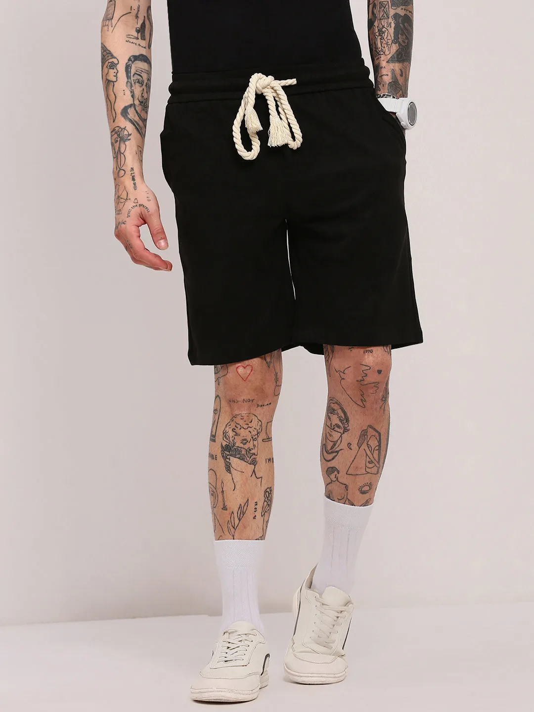 Men's Black Relaxed Fit Shorts Light Weight