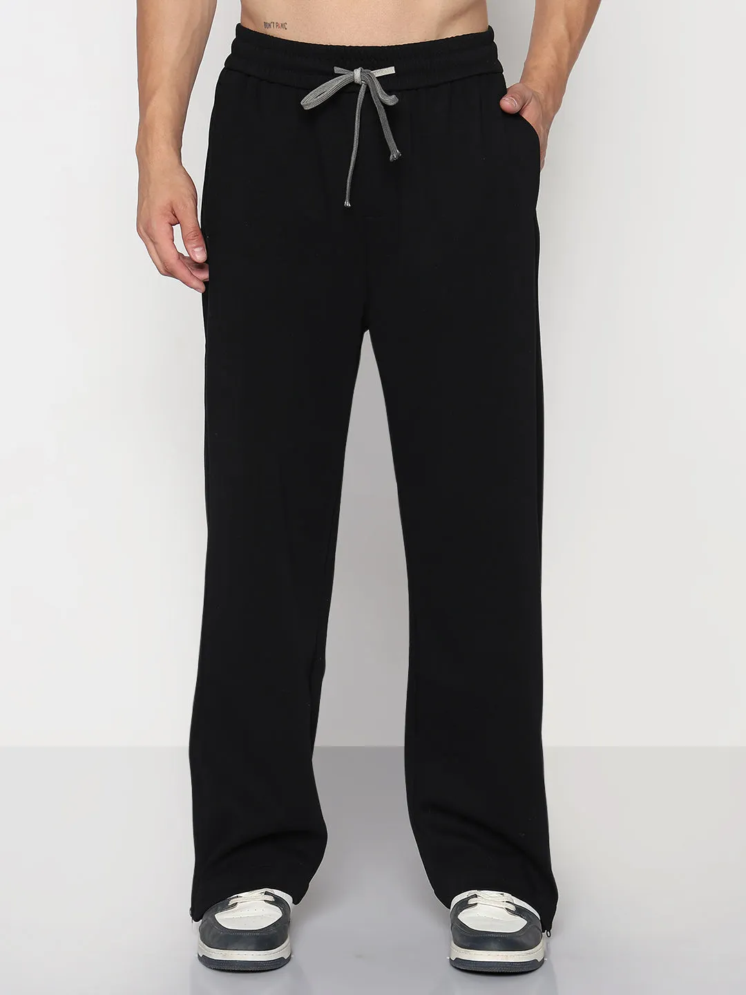 Men's Black Relaxed Fit Trouser FlexibleKneePanels