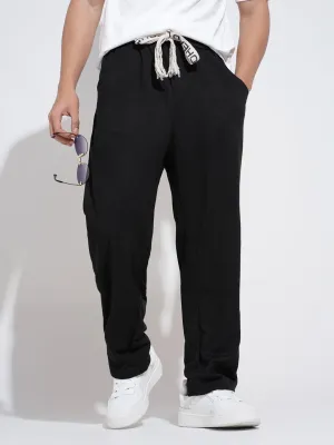 Men's Black Relaxed Fit Trousers Quick Release Closure