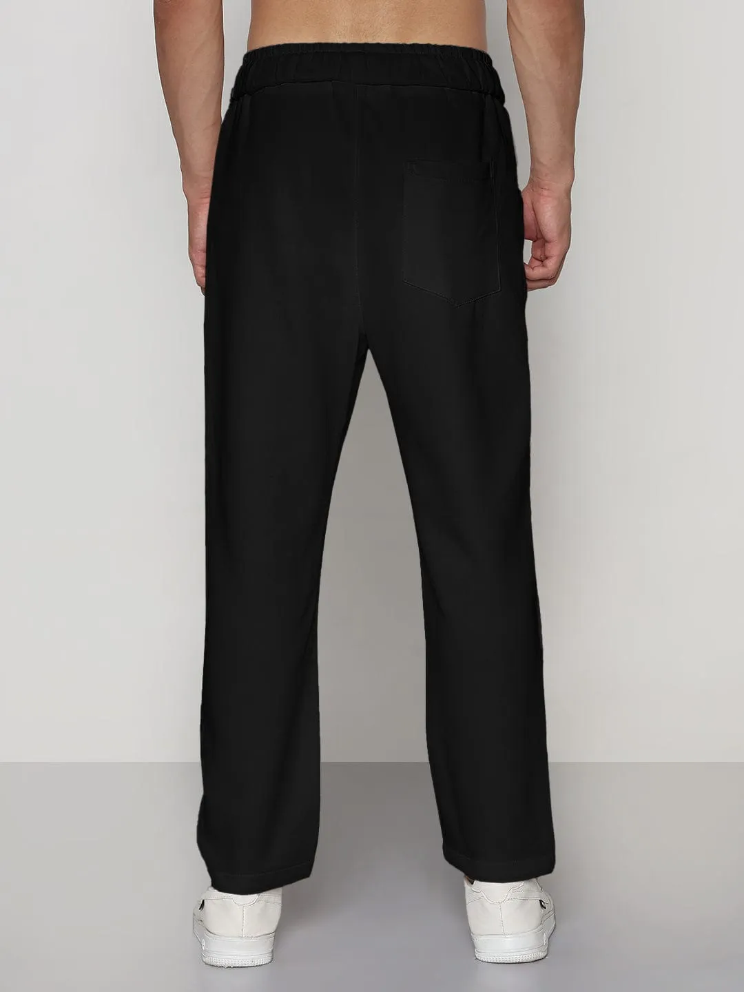 Men's Black Relaxed Fit Trousers Fashion Fit