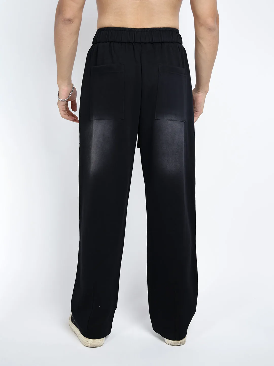 Men's Black Relaxed Fit Trousers Comfort Style